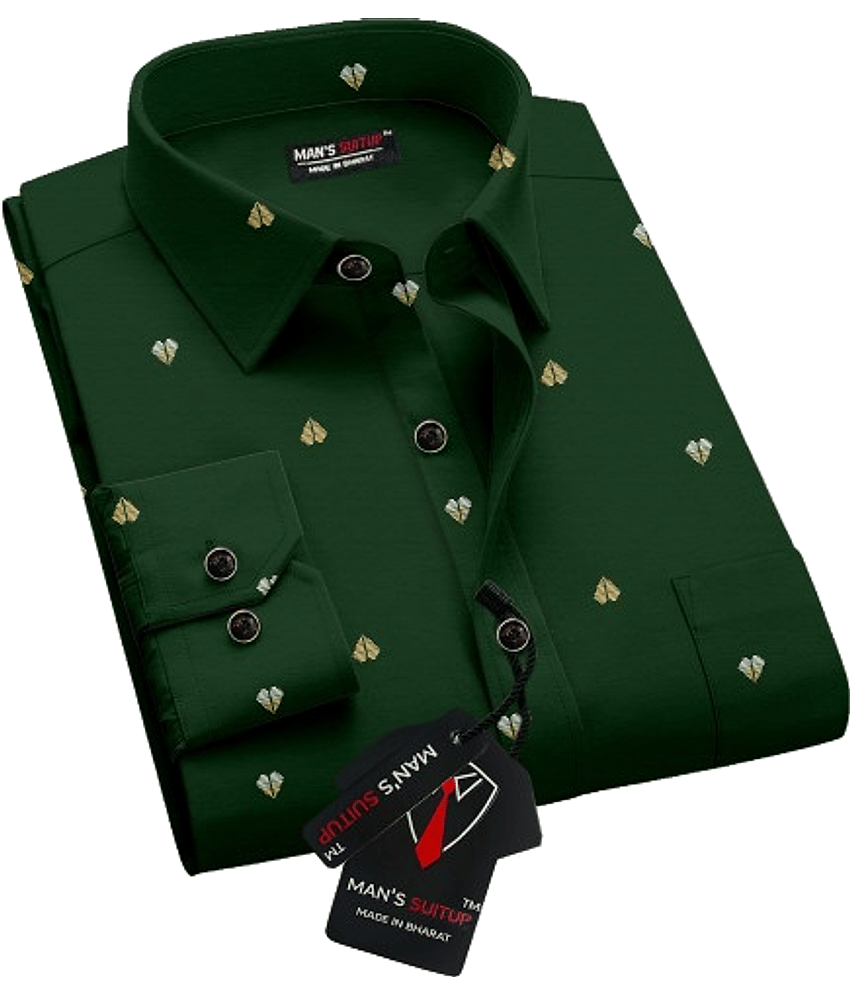 MAN'S SUITUP Rayon Regular Fit Printed Full Sleeves Men's Casual Shirt - Green ( Pack of 1 )