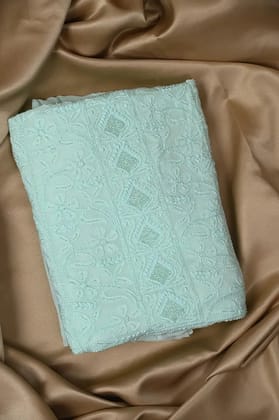 Viscose Chikankari Length with Dupatta - Cyan Blue 2-Cyan Blue 2 / Viscose / Free Size
