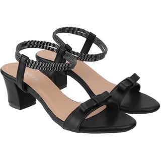 Lazera Black Block Heel Sandals for Women Transparent Strap Festive Mules