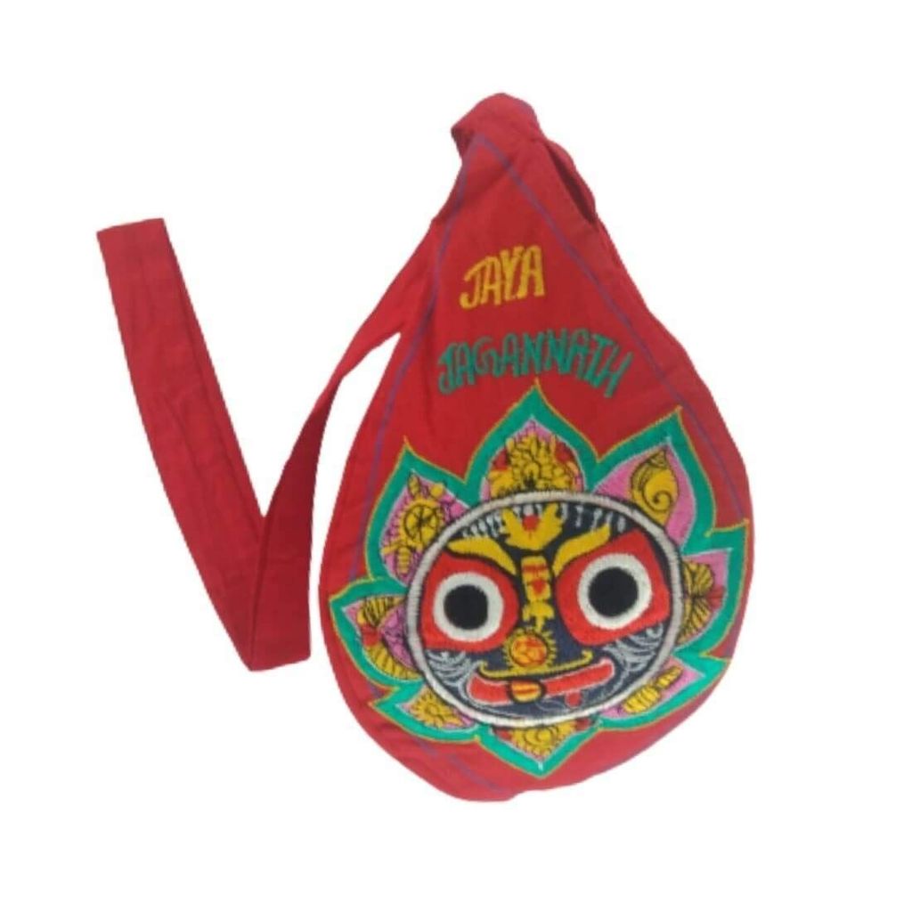 MAYAPURI Jay Jagannath Traditional Embroidery Japa Mala Bag/Japa Bag/Cotton Bead Bag/Chanting Bag with Zip Pocket (Pack of 1) - Pooja Needs | Buy online on ZillyBuy
