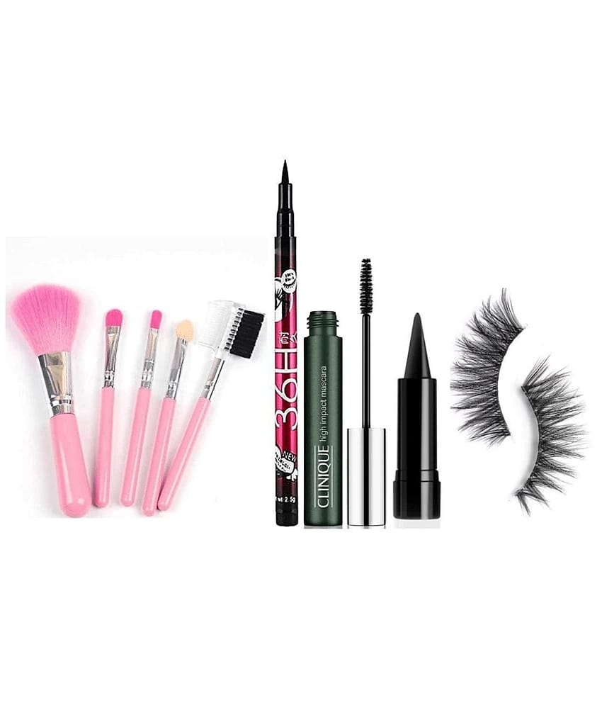 swenky waterproof eyeliner mascara bold eye kajal & false eyelash (Pack of 5)