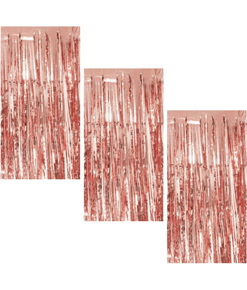 Jolly Party  3 Rose Gold   fringe Curtains Pack of 3