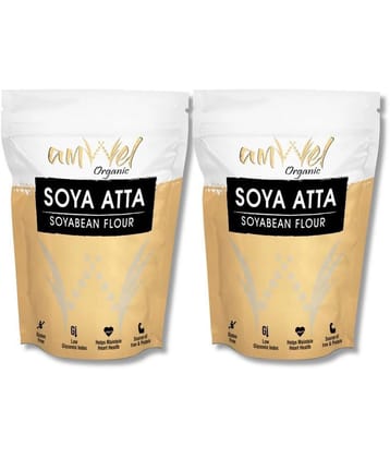 Amwel Soya Atta | Soyabean Flour | High Protein and Fiber Rich  900 gm Pack of 2