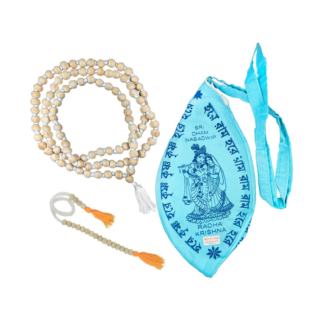 MAYAPURI Japa Mala with Japa Bag 108 Beads Handcrafted Meditation Beads for Chanting, Prayer, and Spiritual Practice (Color-Sky Blue)