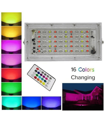 Home decor  water proof Led 50 watts 65 IP Multi colour  light with remort- pack 50 Watts IP 65 Flood Light RGB - Pack of 1