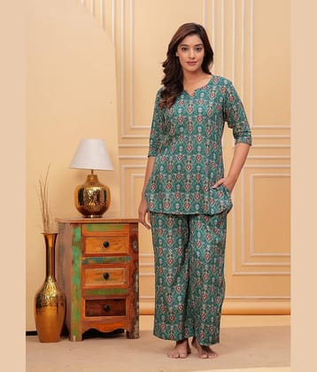 Nevisha Style Women Printed Tunic With Trousers Co-Ord Set ( Multicolor )