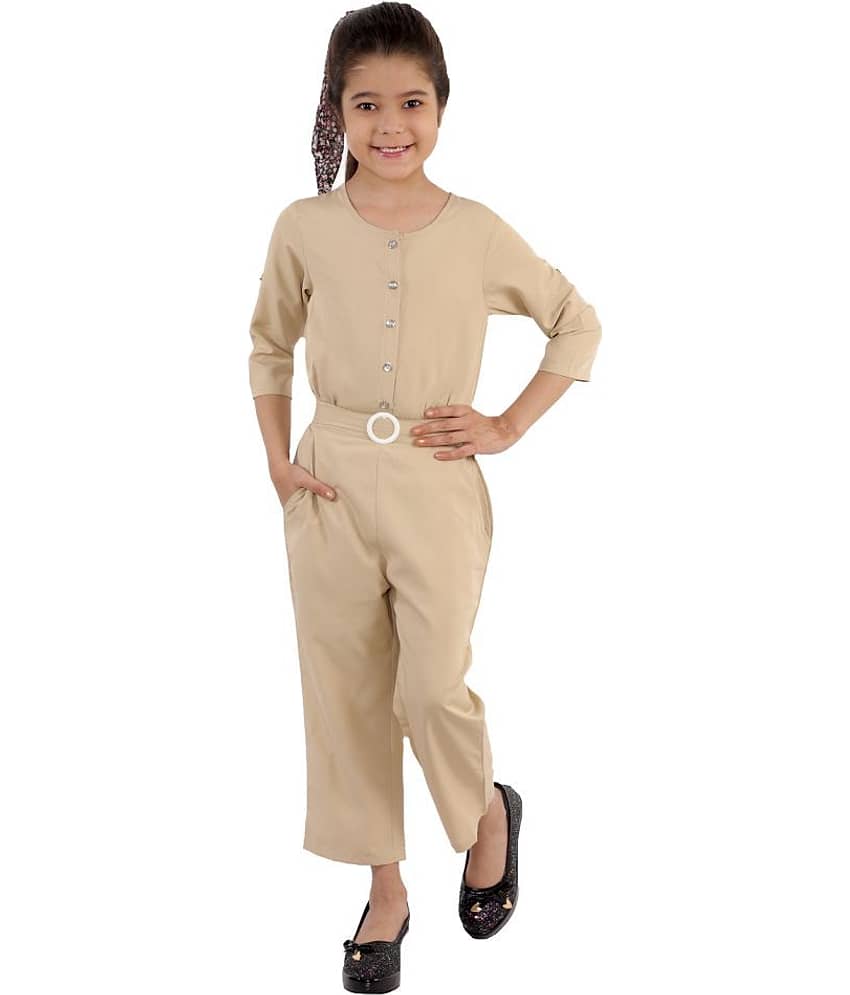 Kids Cave Girls Crepe Jumpsuit ( Pack of 1 , Beige )