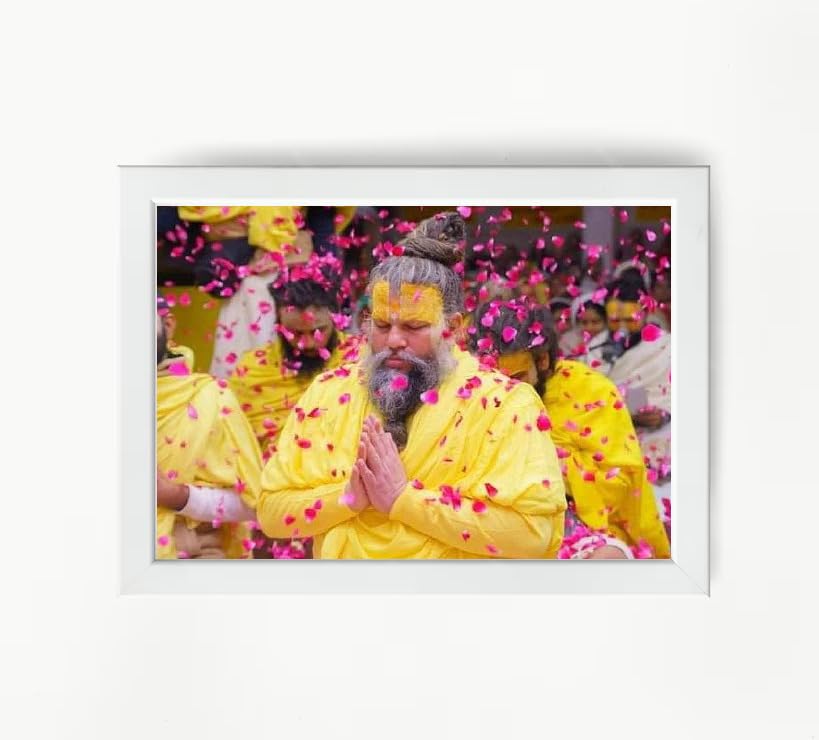 NOKKES Shri Radha Vallabh Shri Premanand Ji Maharaj White Religious Photo frame 5X7 Inch Photo Frame_WEW49