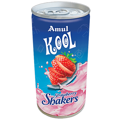 Amul Kool Milkshake - Strawberry, 200 ml Can