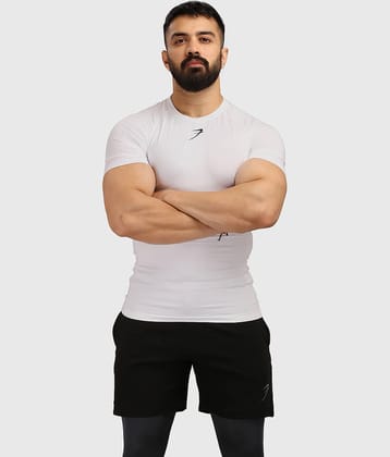 Fuaark - White Polyester Slim Fit Men's Compression T-Shirt ( Pack of 1 )