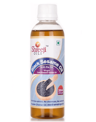 Shreeji Oils Black Sesame Virgin Cold Pressed Edible Oil, 200 ml