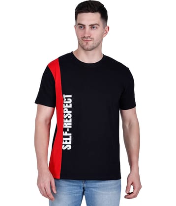 life dream Cotton Blend Regular Fit Printed Half Sleeves Men's Round T-Shirt - Black ( Pack of 1 )