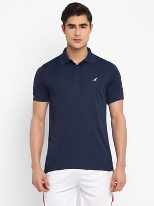 Kooltex Sports Polo T-Shirts For Men with Reflective Details - Navy Blue-L / Navy Blue