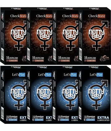 NottyBoy Combo Pack Extra Lubricated and Chocolate Flavoured, Ultra Thin Condoms For Men -  80 Units