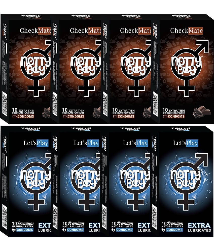NottyBoy Combo Pack Extra Lubricated and Chocolate Flavoured, Ultra Thin Condoms For Men -  80 Units
