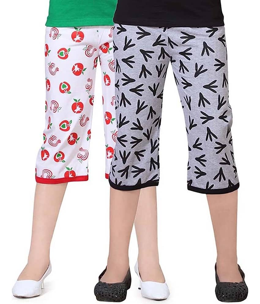 Sini Mini Girls Cotton Capris ( Multi )