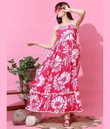 Sheetal associates Women Crepe Printed Fit & Flare Dress ( Pink )