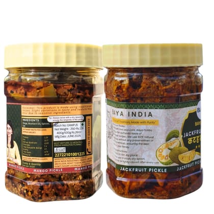 Baya India Combo | Mango 350g + Kathal (Jackfruit) 350g | Homemade Traditional Indian Achar | Authentic Spicy & Tangy Taste | No Added Preservatives