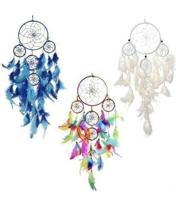new lucky Feather Multicolour Dream Catcher - Pack of 3 ( X cms )