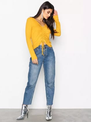 Women's ONLY ORANGE RUCHED RIBBED TOP