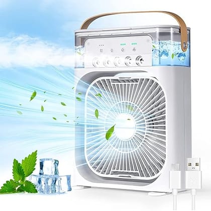 BIYANKA Mini-Cooler-for Room-Cooling-Mini-Cooler-ac-Portable-Air-Conditioners-for Home-Office-Artic-Cooler-3-In-1-Conditioner-Humidifier-Purifier, Water Dispenser, Portable, LED Light Control