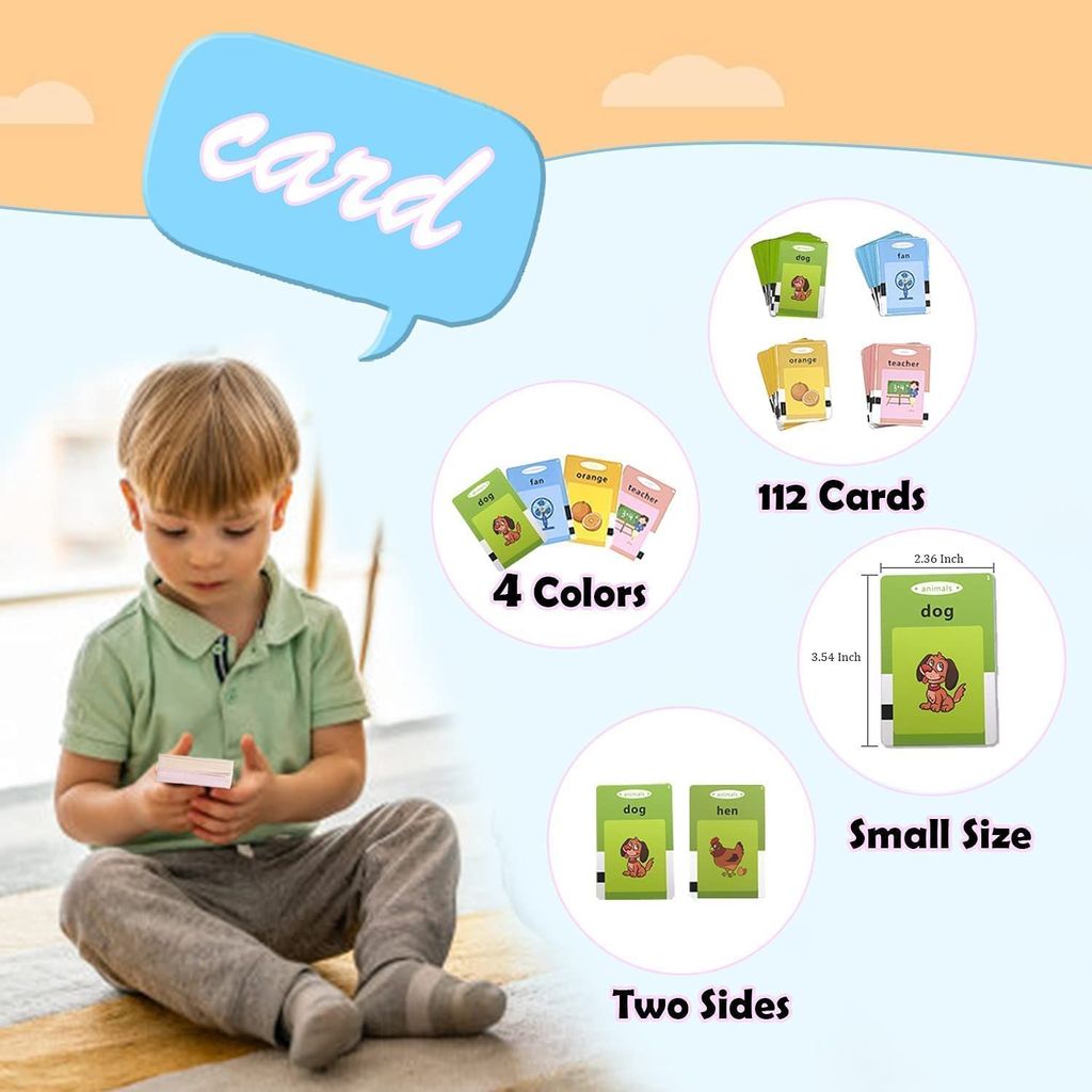 Toys Rechargeable Educational Learning Talking Flash Cards for 2 Year Old Kids Boys Girls Baby Montessori Toys