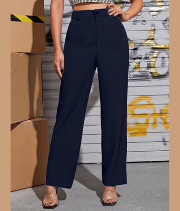 MISS MEBINO Women Polyester Casual Trousers ( Navy Blue )