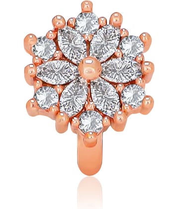 Wester Look Daily Wear Rose Gold Plated AD Stone Nose Rings For Women And Girls