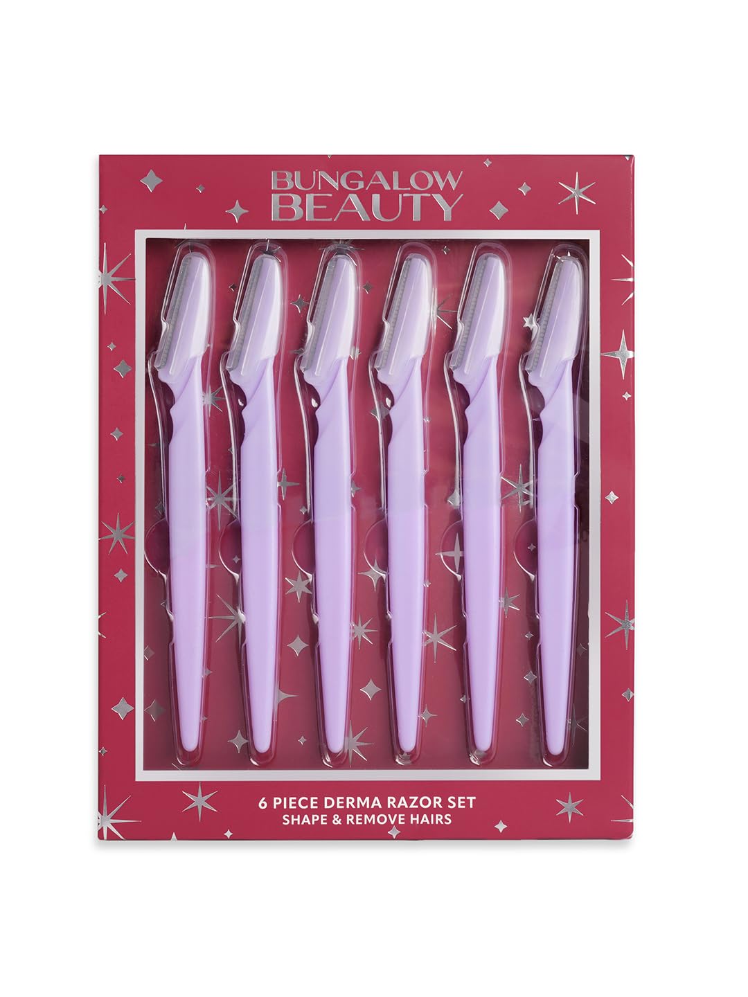 Bungalow Beauty Derma Razor Set, 6 Piece, Lilac, Shape and Remove Hair