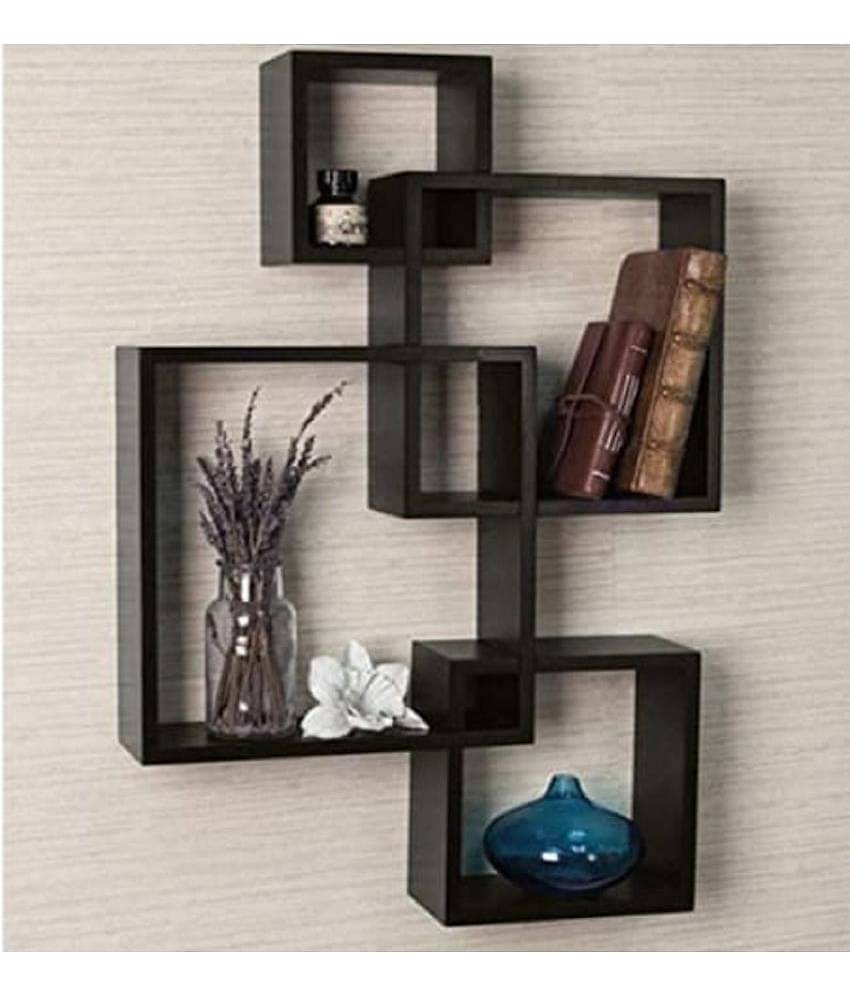 TFS Floating Shelves Black MDF - Pack of 4