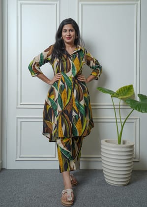 Pure cotton printed kurta pant set-M