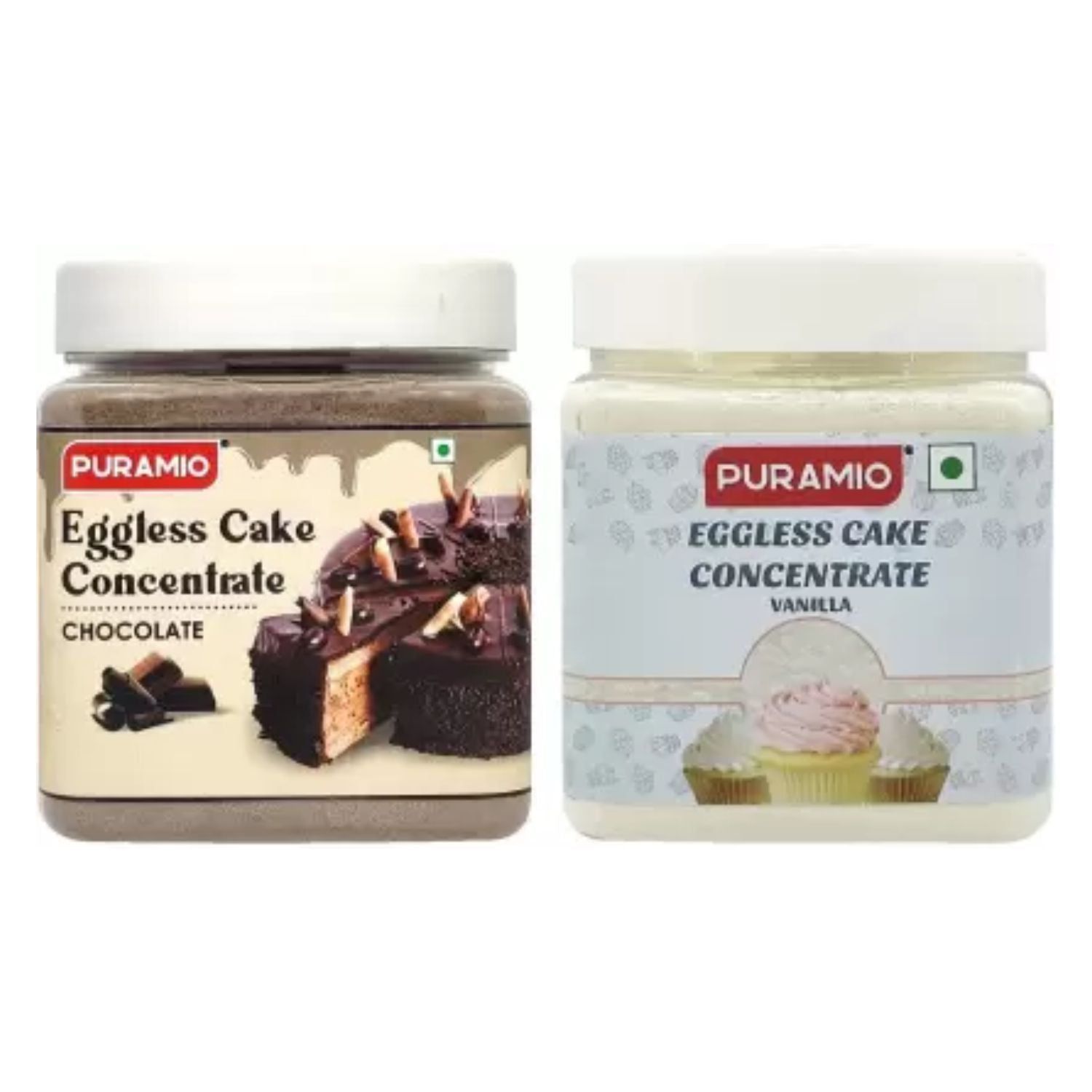 Puramio Combo Pack- Eggless Cake Concentrate (Vanilla & Chocolate) 250 gm Each - Pack of 2