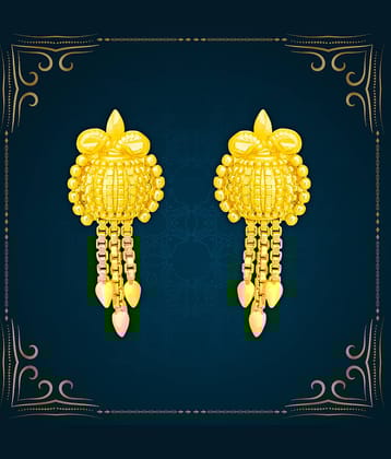 LUV FASHION Golden Drop Earrings ( Pack of 1 )