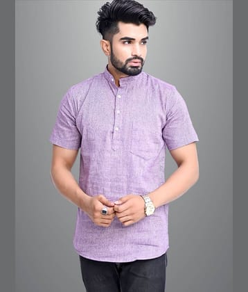 QuaClo - Purple Cotton Blend Men's Regular Kurta ( Pack of 1 )