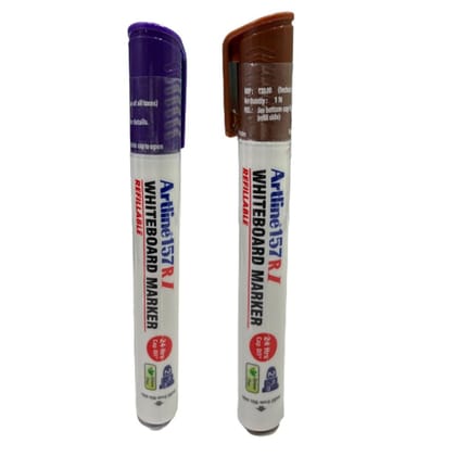 Artline 157RI Whiteboard Marker Pack of 10 (Purple and Brown Colours) | Quick Drying, Dry Wipe Ink, Low Odor Artline 157RI Whiteboard Marker Pack of 10 (Purple and Brown Colours) | Quick Drying, Dry Wipe Ink, Low Odor