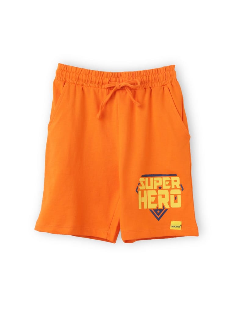 New Kids Boys Shorts Cotton French Terry Scarlet Ibis Orange Super Hero 2025 at ShopCircuit | ON
