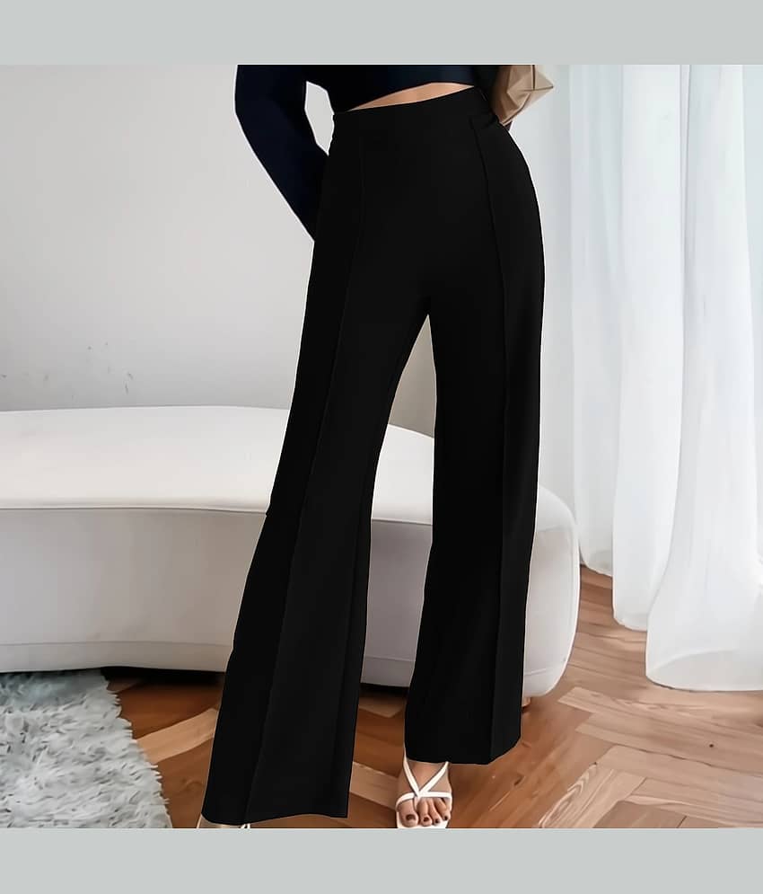 Kintu Parantu Women Polyester Casual Trousers ( Black )