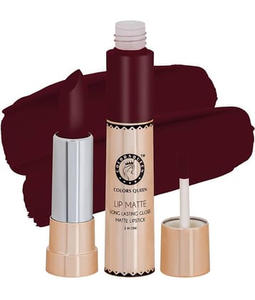 Colors Queen 2 in 1 Matte Finish Water Proof Lipstick Kiss Coffee (Shade - 22)