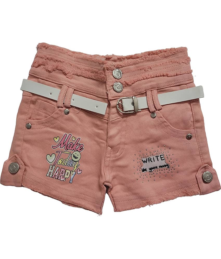 Arshia Fashions Pack of 1 Girls Denim Hot Pants ( Peach )