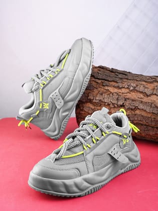 Woakers Grey synthetic leather Lace up Causal ShoesforMen - UK7