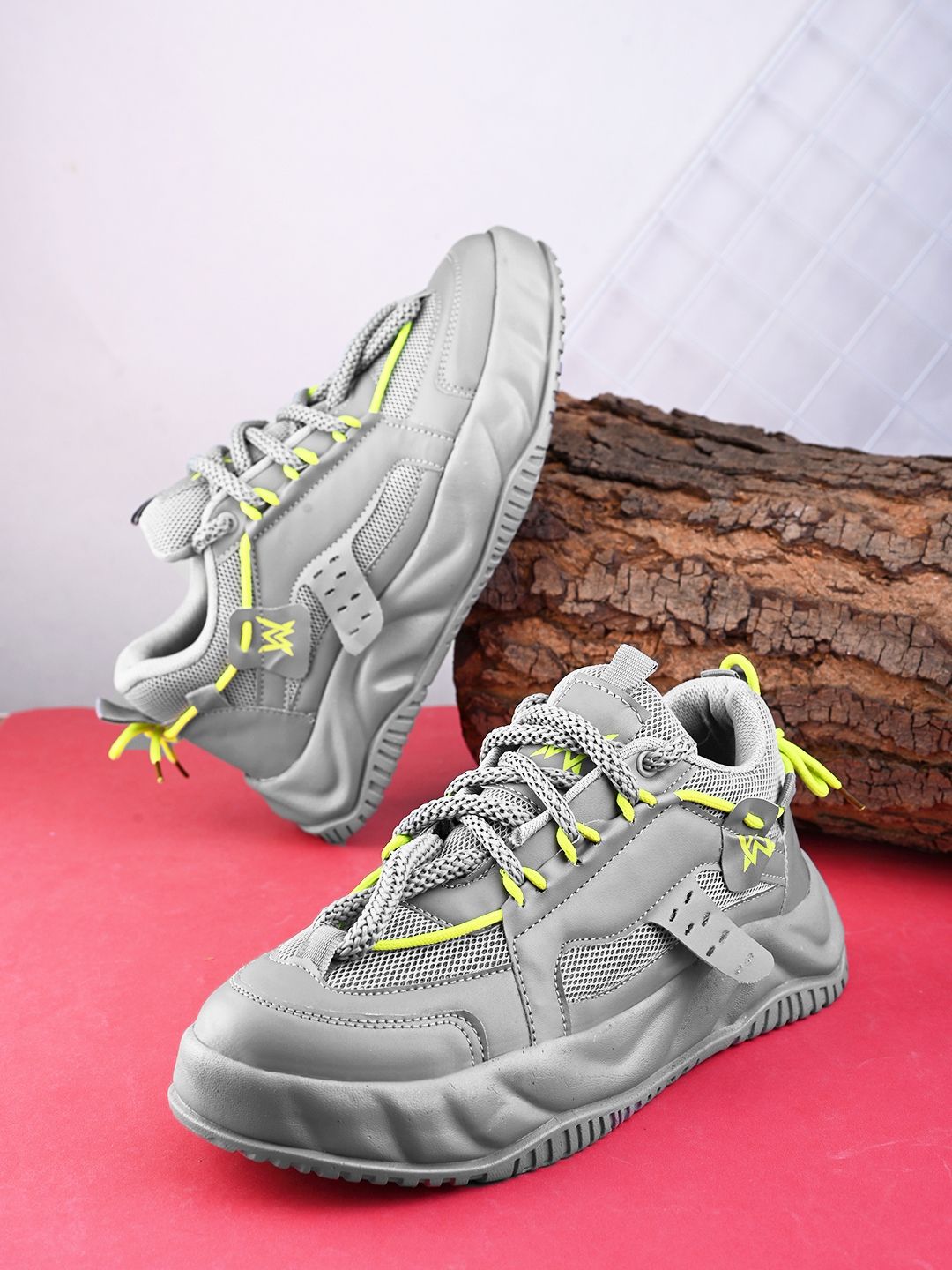 Woakers Grey synthetic leather Lace up Causal ShoesforMen - UK7