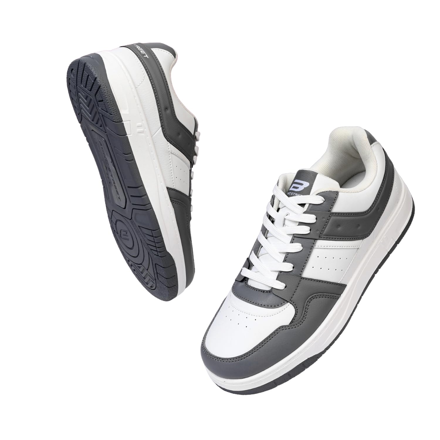 Bond Street Men's White & Green Casual Sneakers | Stylish PU Upper Lace-Up Shoes for Men | Lightweight Sneakers | Comfortable & Durable PVC Sole Footwear