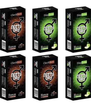 NottyBoy Chocolate and Fruit Flavoured Combo Pack Condoms For Men - 60 Units