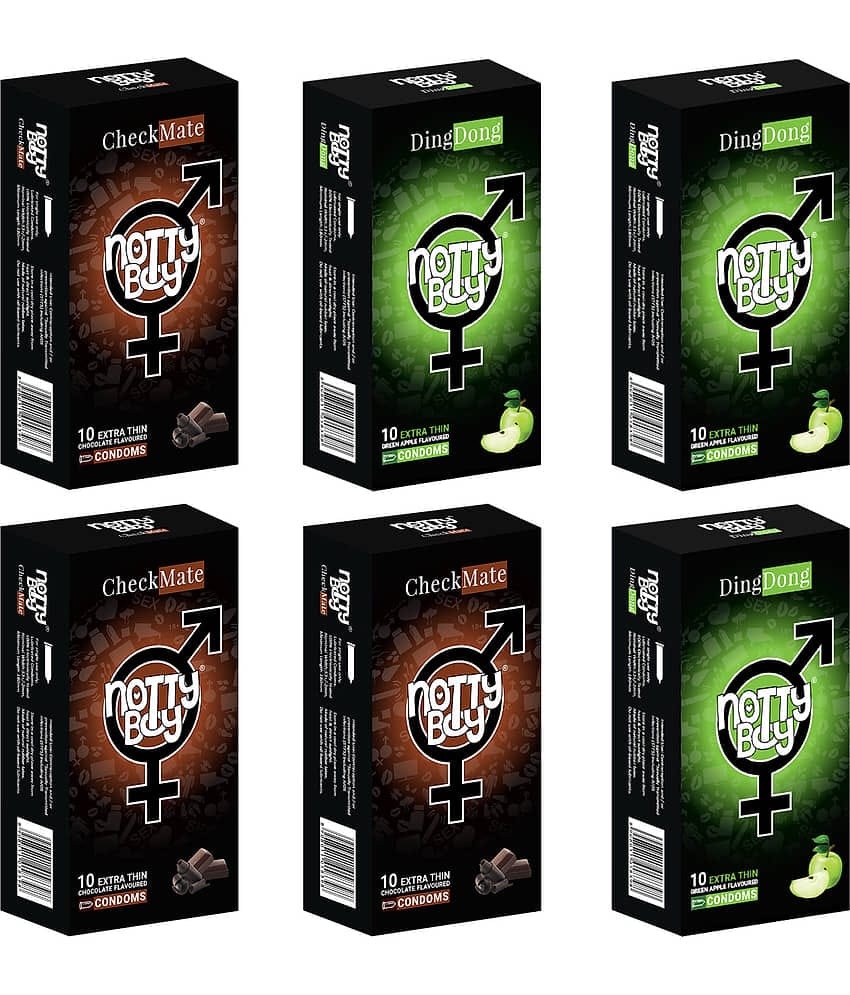 NottyBoy Chocolate and Fruit Flavoured Combo Pack Condoms For Men - 60 Units