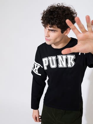 PUNK-CREW Oversized Long Sleeve Tshirt-M / Black / PUNK-CREW