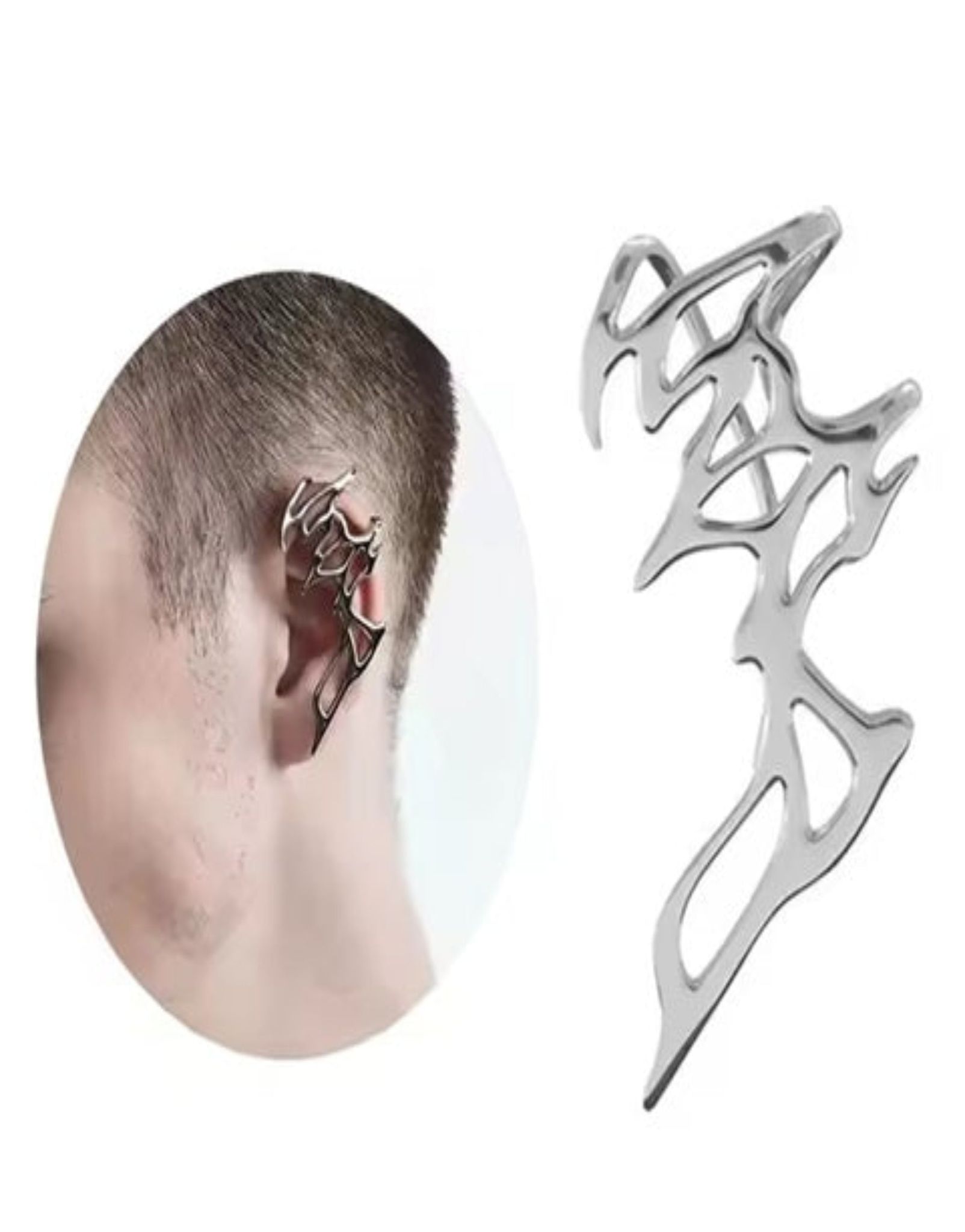 Electric Cuff Earrings-Silver / Single