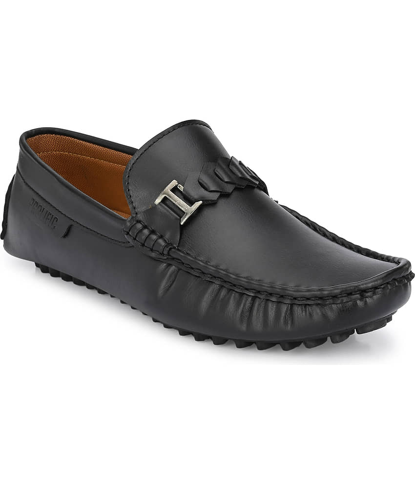 Prolific Artificial Leather Black Formal Loafers