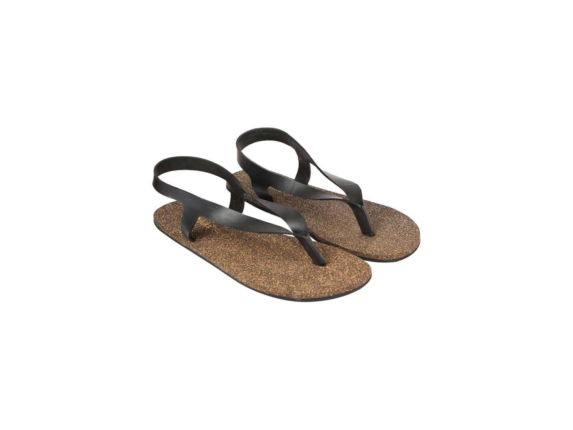 Paaduks Omi Thong-Strap Waterproof Cork Black Sandals - UK 6