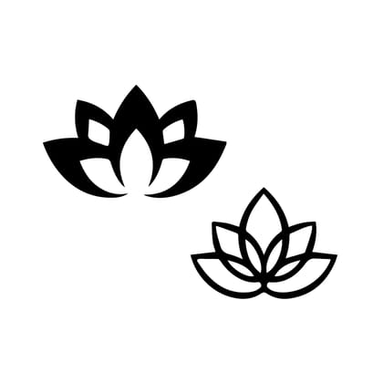 2 Lotus Black Engineered Wood Wall Art Cutout, Ready To Hang Home Decor