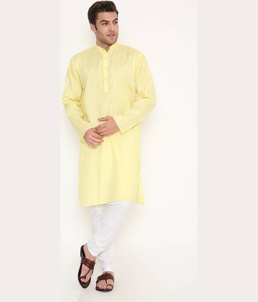 Maharaja Yellow Viscose Regular Fit Men's Kurta Pyjama Set ( Pack of 1 )